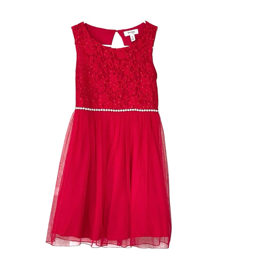 Speechless Kids Size 10 Red Lace Bodice Tulle Dress With Crinoline Sleeveless